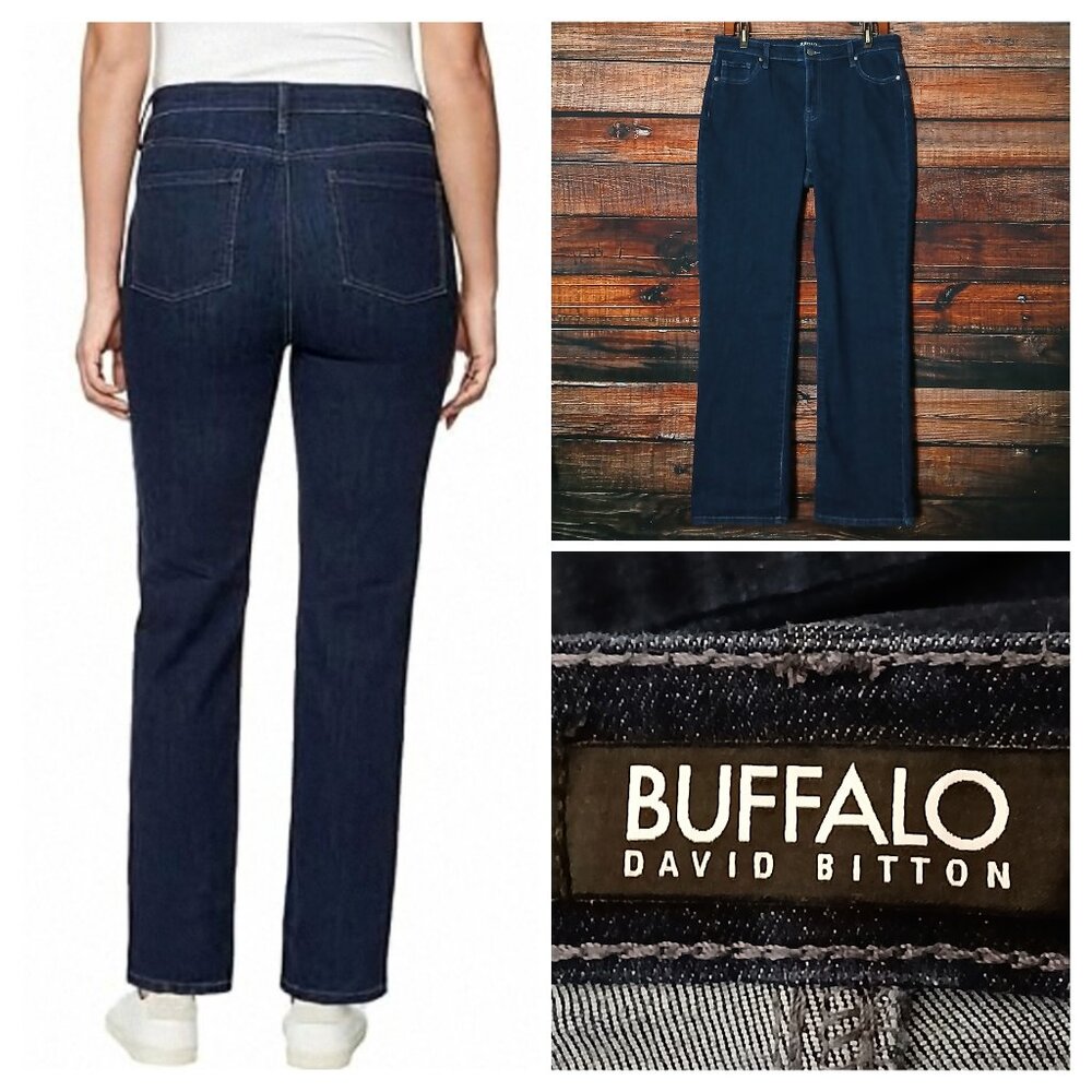 Buffalo David Bitton Jeans 12 32 Alyssa High Rise Straight Dark Wash Stretch